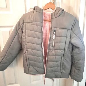 Girls minky lined reversible puffer jacket